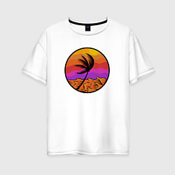 Женская футболка оверсайз Пальма и море