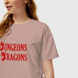 Футболка оверсайз женская Dungeons and Dragons Драконы, цвет: пыльно-розовый — фото 2