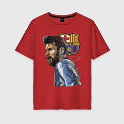 Женская футболка оверсайз Lionel Messi Barcelona Argentina Striker