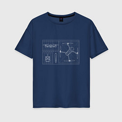 Женская футболка оверсайз Патент Инженерная Схема Дрона