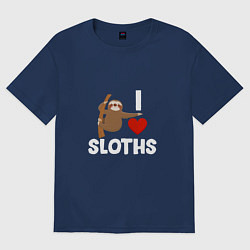 Женская футболка оверсайз Я люблю ленивцев