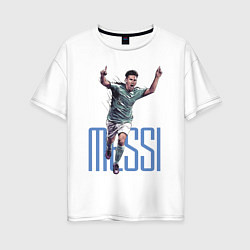 Футболка оверсайз женская Lionel Messi Barcelona Argentina Striker!, цвет: белый