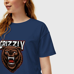 Футболка оверсайз женская Медведь Grizzly, цвет: тёмно-синий — фото 2