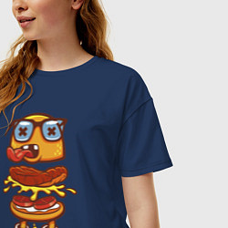 Футболка оверсайз женская Kid Burger, цвет: тёмно-синий — фото 2