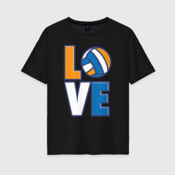 Футболка оверсайз женская Love Volleyball, цвет: черный
