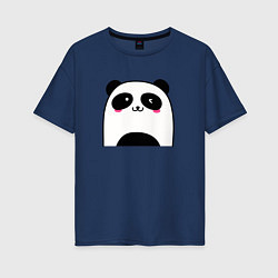 Футболка оверсайз женская Милая панда, цвет: тёмно-синий
