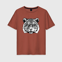 Женская футболка оверсайз Тигр голова