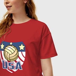 Футболка оверсайз женская США - Волейбол, цвет: красный — фото 2