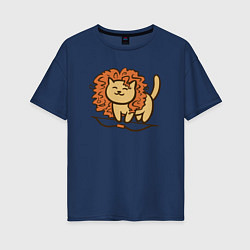 Футболка оверсайз женская Cat Lion, цвет: тёмно-синий