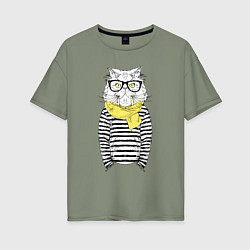 Женская футболка оверсайз Hipster Cat