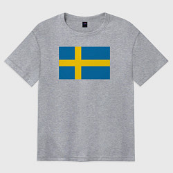 Футболка оверсайз женская Швеция Флаг Швеции, цвет: меланж