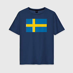 Женская футболка оверсайз Швеция Флаг Швеции
