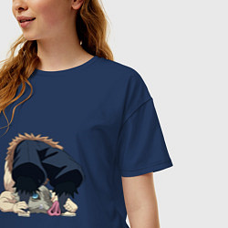 Футболка оверсайз женская Клинок, рассекающий демонов, цвет: тёмно-синий — фото 2