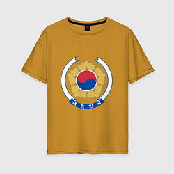 Футболка оверсайз женская Корея Корейский герб, цвет: горчичный