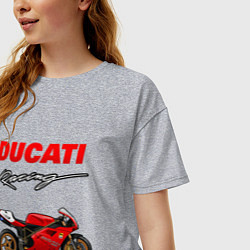 Футболка оверсайз женская DUCATI ДУКАТИ MOTOSPORT, цвет: меланж — фото 2