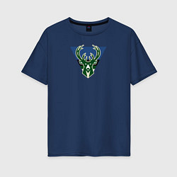 Женская футболка оверсайз Milwaukee Bucks лого