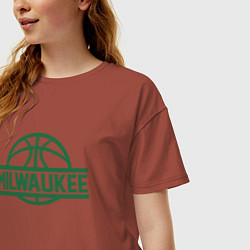 Футболка оверсайз женская Milwaukee, цвет: кирпичный — фото 2