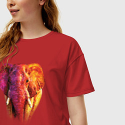 Футболка оверсайз женская Слон акварельный, цвет: красный — фото 2
