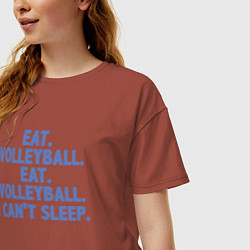Футболка оверсайз женская Eat - Volleyball, цвет: кирпичный — фото 2