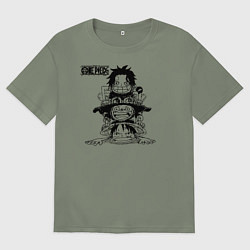 Женская футболка оверсайз Эйс, Луффи и Сабо - Братство ASL