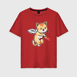 Женская футболка оверсайз Angel Cat