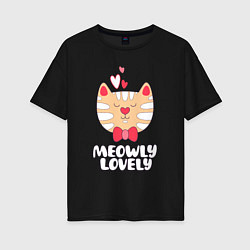 Футболка оверсайз женская Meowly Lovely, цвет: черный