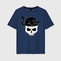 Женская футболка оверсайз Skull Cat