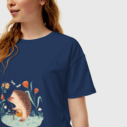 Футболка оверсайз женская Утренняя прогулка, цвет: тёмно-синий — фото 2