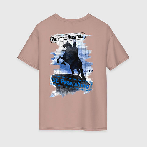 Женская футболка оверсайз The Bronze Horseman / Пыльно-розовый – фото 2
