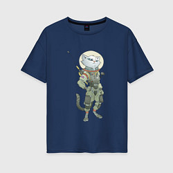Женская футболка оверсайз Космический боевой кот