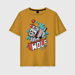 Женская футболка оверсайз Майнкрафт Волк, Minecraft Wolf