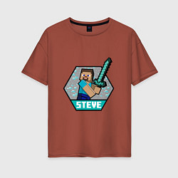 Женская футболка оверсайз Стиви и алмазный меч MAINCRAFT