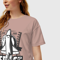 Футболка оверсайз женская Космический корабль, цвет: пыльно-розовый — фото 2