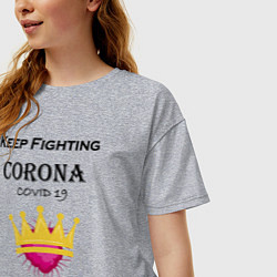 Футболка оверсайз женская Fighting Corona, цвет: меланж — фото 2