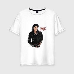 Женская футболка оверсайз BAD Майкл Джексон