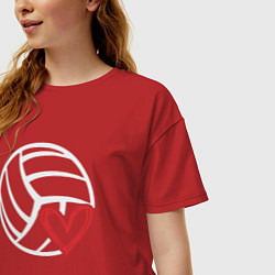 Футболка оверсайз женская Love Volleyball, цвет: красный — фото 2