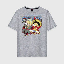 Женская футболка оверсайз Малыши Зоро и Луффи One Piece