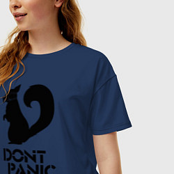 Футболка оверсайз женская Dont panic black, цвет: тёмно-синий — фото 2