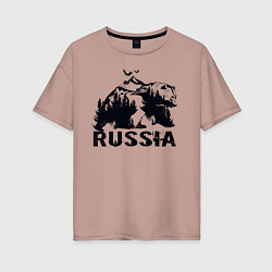 Футболка оверсайз женская Russian bear, цвет: пыльно-розовый
