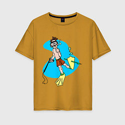 Женская футболка оверсайз Подводный охотник