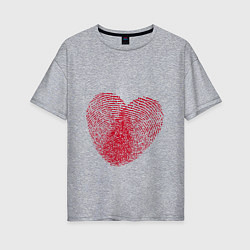 Женская футболка оверсайз Отпечаток на сердце