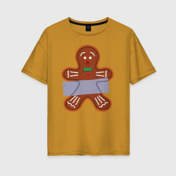 Женская футболка оверсайз Имбирный человечек скотч