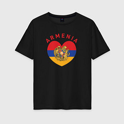 Футболка оверсайз женская The Heart of Armenia, цвет: черный