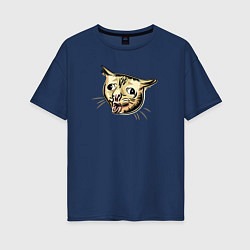 Женская футболка оверсайз Кашлюющий котик мем