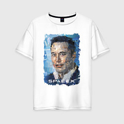 Футболка оверсайз женская Elon Musk, Space X, цвет: белый