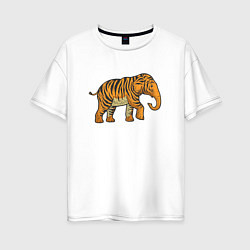 Женская футболка оверсайз Тигровый слон