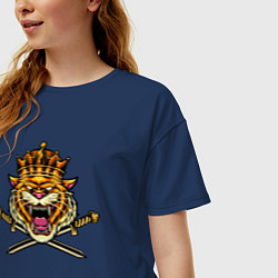 Футболка оверсайз женская Tiger King, цвет: тёмно-синий — фото 2