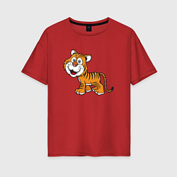 Футболка оверсайз женская Добрый тигр, цвет: красный