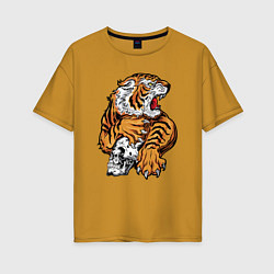 Женская футболка оверсайз Tiger Skull