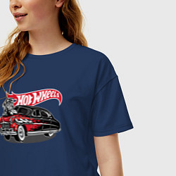 Футболка оверсайз женская Hot Wheels Hot rod car, цвет: тёмно-синий — фото 2